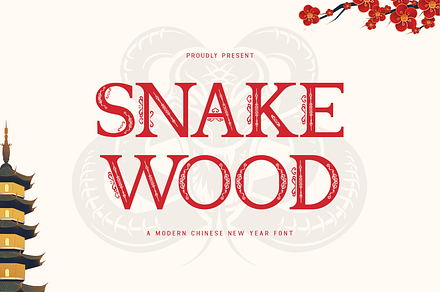 Snake Wood - Modern Chinese New Year, a Serif Font by overlaytemplates