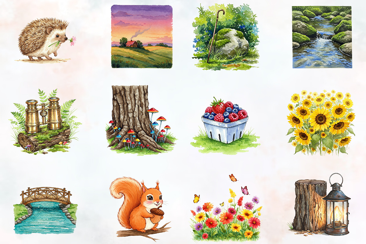 Summer Nature Walk Clipart, an Illustration by RobertsArt (Photo 7 of 7)