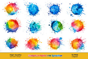 Colorful Ink Paint Splatter Circle