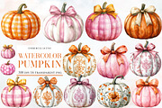 Watercolor Pumpkin Clipart, an Illustration by Designworld (Thumbnail 1 of 5)