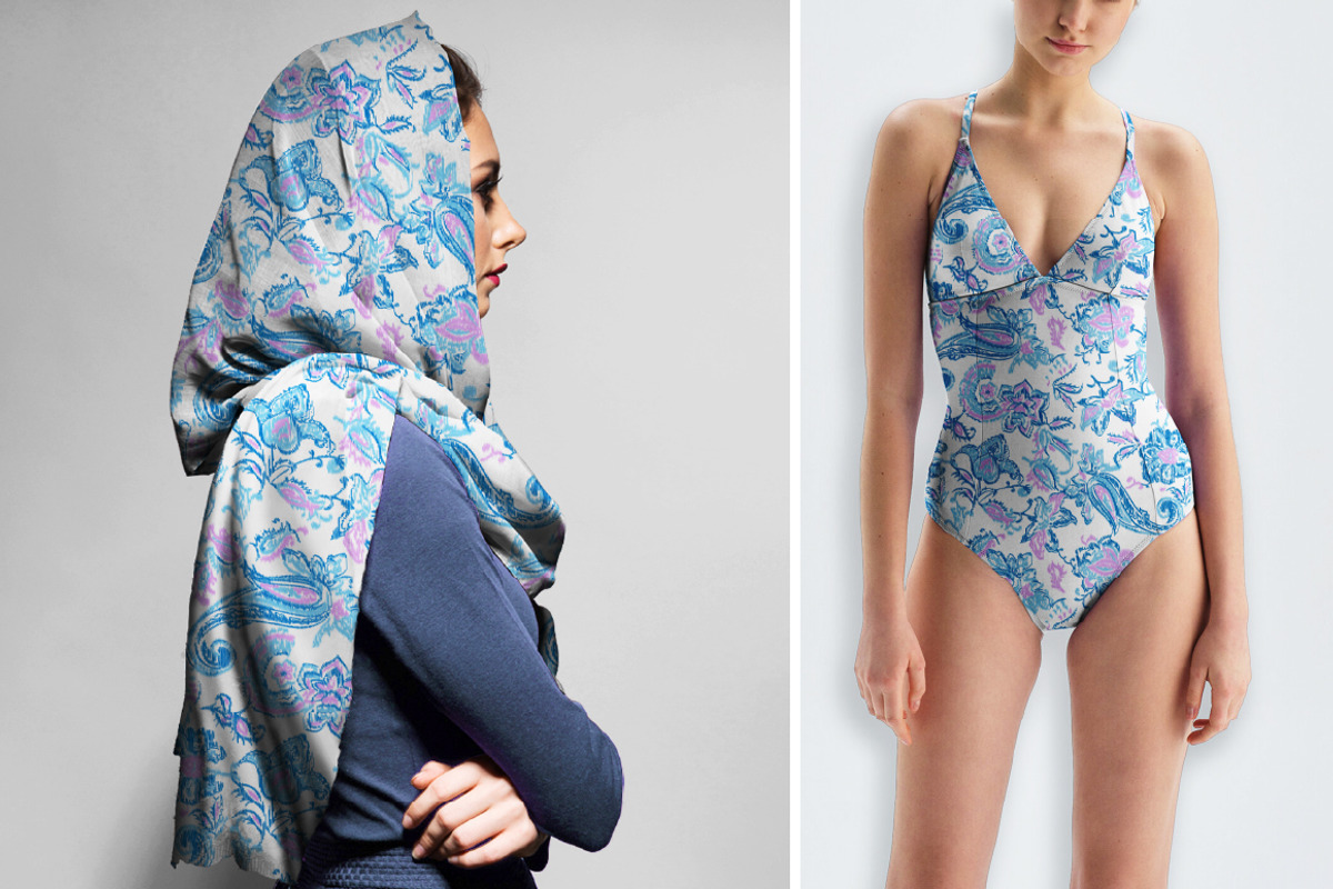 Blue & Pink Ethnic Paisley Pattern, a Pattern Graphic by Gullenda (Photo 5 of 6)