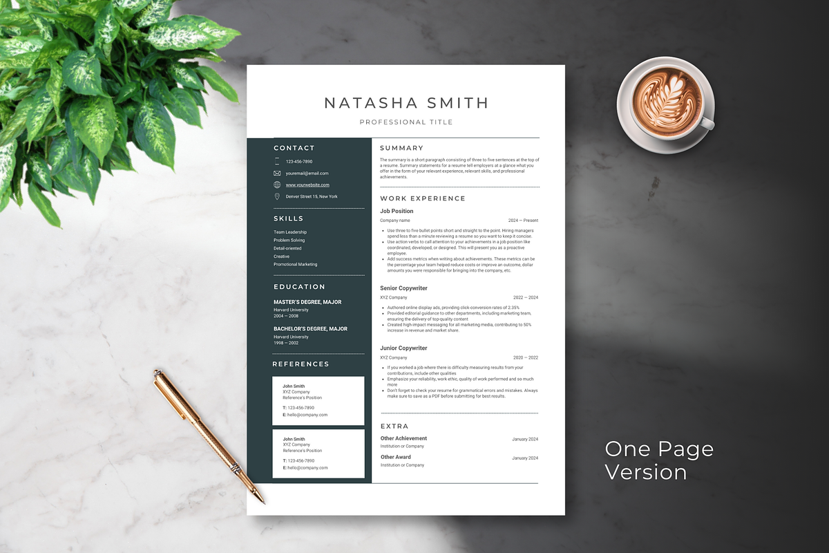 Professional Minimalist Resume Dark, a Resume Template by Helpful Hues (Photo 2 of 8)