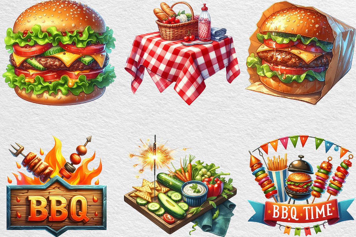 Summer BBQ Party Clipart, an Illustration by Black Bird Studio (Photo 2 of 6)