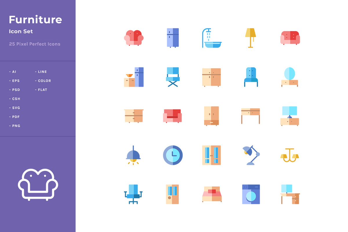 Furniture Icon Set, a Solid Icon by WellMadePixel (Photo 3 of 4)