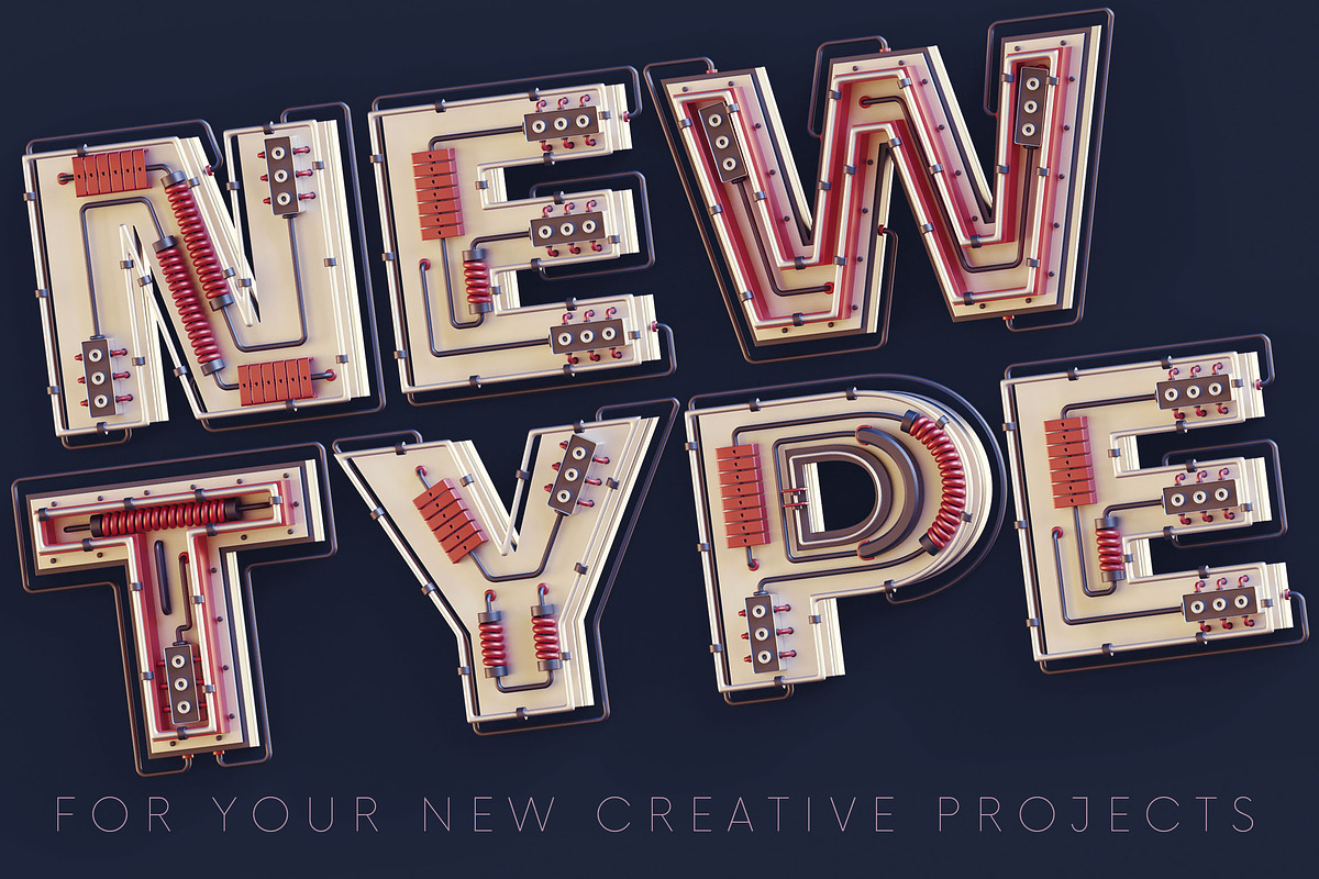 Futuristic Machine - 3D Lettering, a Graphic by MIIM