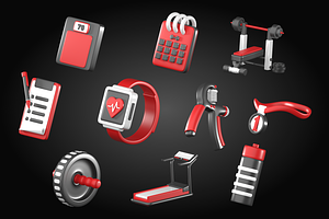 3D Gym And Fitness Icon Vol 1