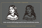 Vintage Senorita Vector Portrait, a Person Illustration by lettett (Thumbnail 2 of 3)