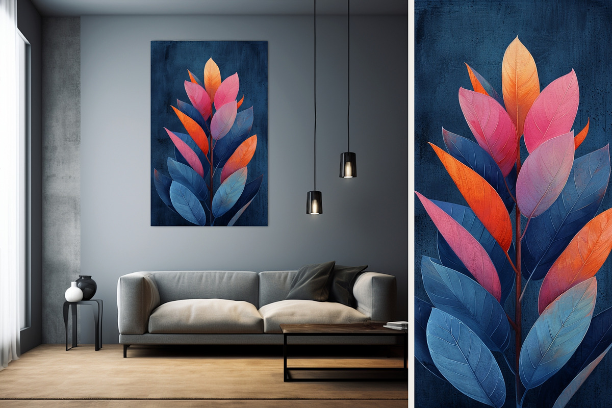 8 blue plant leaves art wall print, a Decorative Illustration by ARTOZEN DIGITAL (Photo 9 of 13)