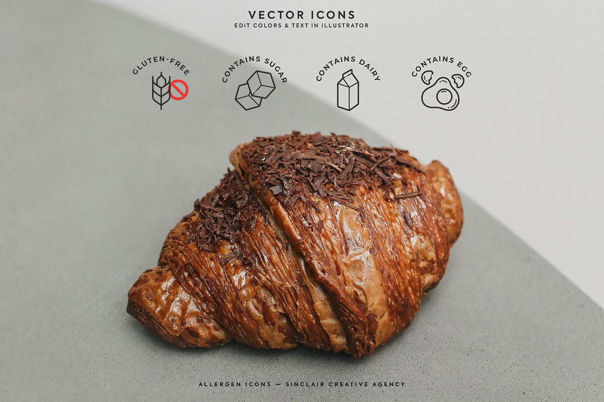 Minimalistic Food Allergen Icons, an Outline Icon by Sinclair Creative Agency (Photo 6 of 7)