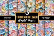 Pastel Torn Paper Flowers Patterns, a Pattern Graphic by Creative Store (Thumbnail 1 of 5)