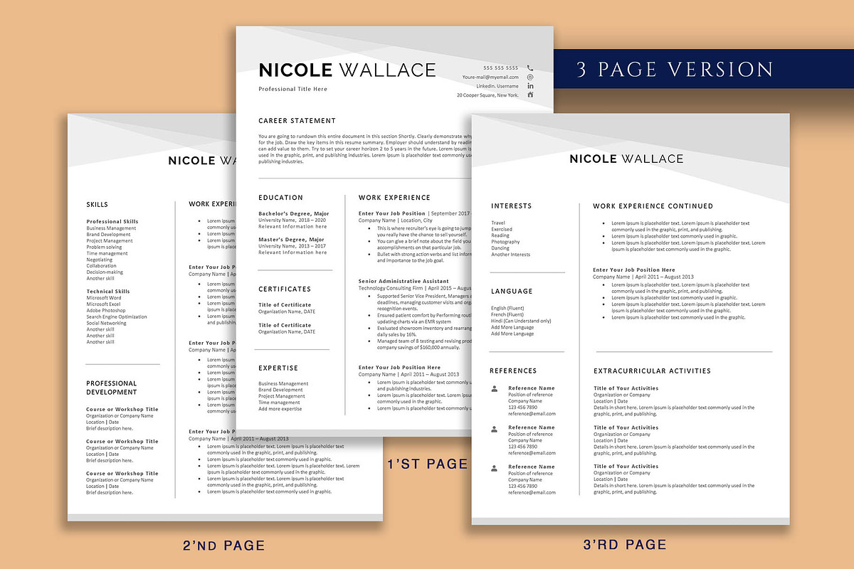 Modern Professional Resume Template, a Resume Template by VictoriousVita (Photo 4 of 8)