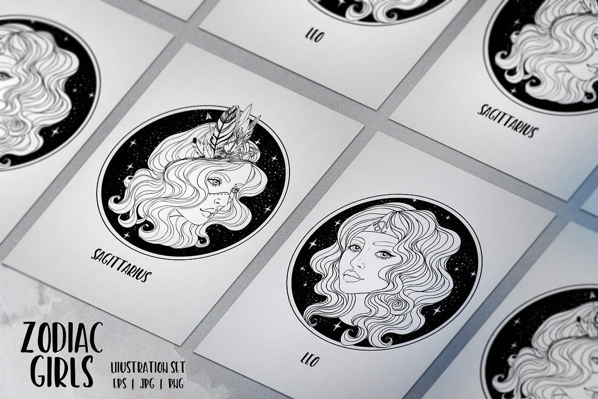 12 Zodiac Girls. Vector set., a Person Illustration by Varvara Gorbash (Photo 8 of 8)
