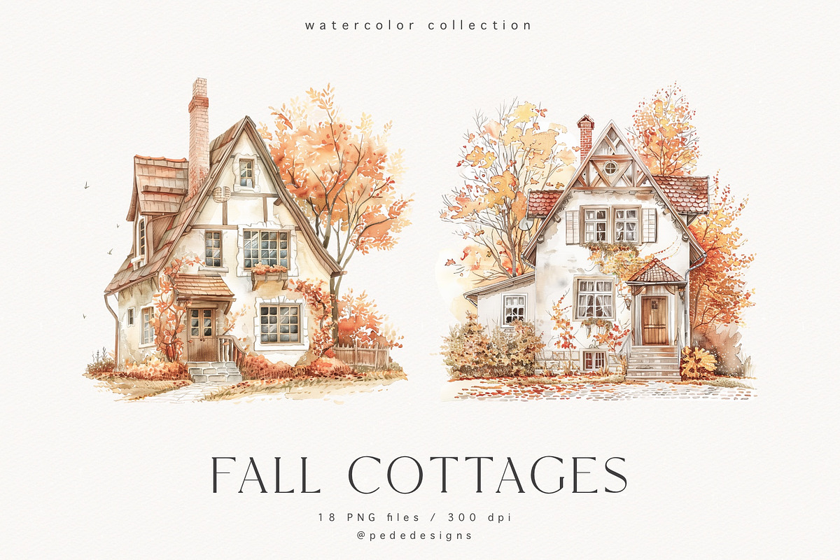 Fall Cottages, a Seasonal Illustration by PeDe Designs (Photo 6 of 10)