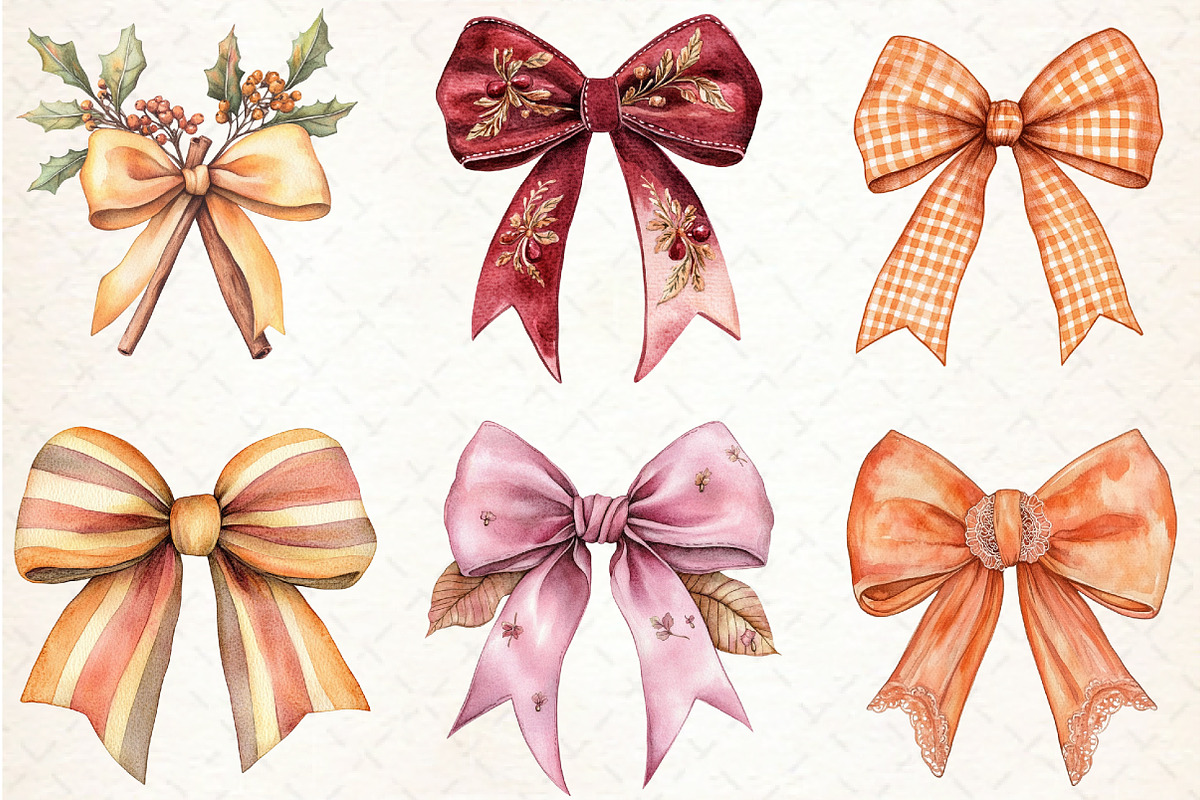 Autumn Coquette Bows Clipart, an Illustration by Libby Wishes (Photo 3 of 6)