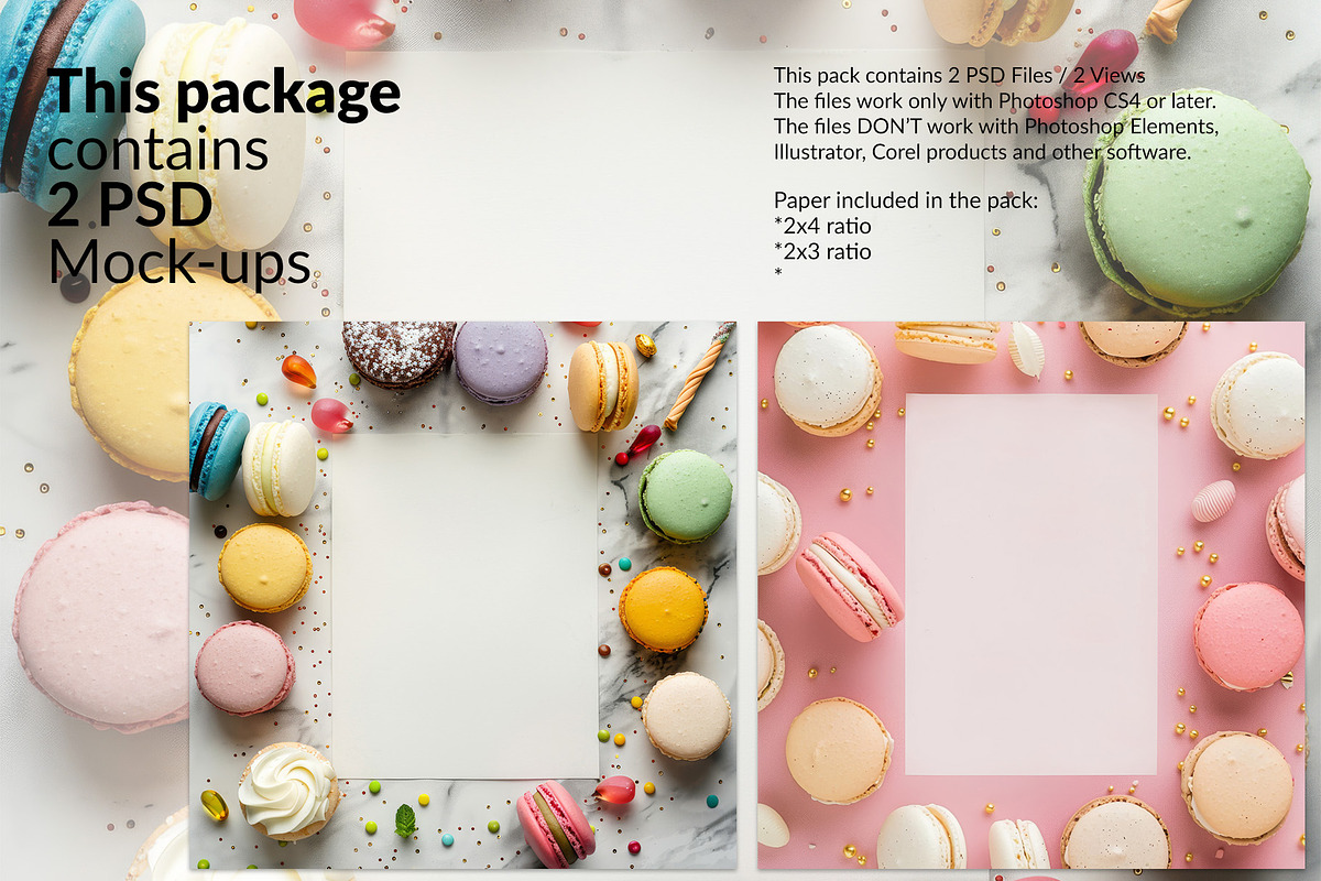 Menu and Macarons Mockups, an Advertising Mockup by mock-ups