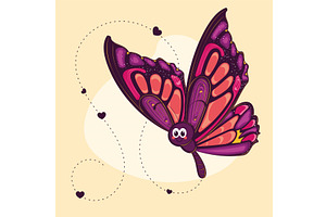 Colorful Purple And Pink Butterfly