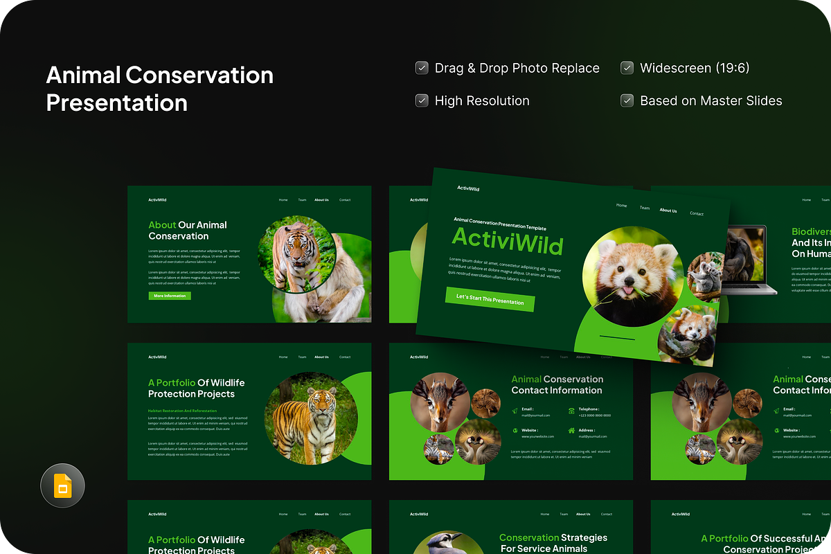 Animal Conservation Google Slide, a Presentation Template by SquidPixey (Photo 1 of 7)