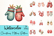 Christmas Mittens Pattern Clipart, an Illustration by CrexoraLab (Thumbnail 1 of 5)