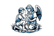 Angel Comforting Jesus Clipart PNG, an Object Illustration by Ghagra (Thumbnail 2 of 3)