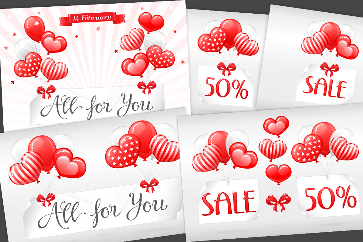 SET / 5 / SALE with Red balloons, an Invitation Template by Nadin_Lebedeva (Photo 1 of 5)