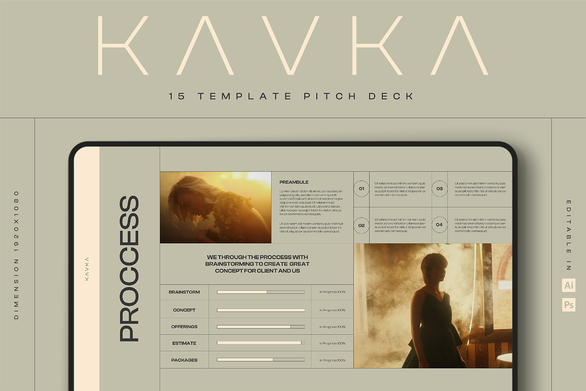KAVKA - Pitch Deck Template Kit, a Social Media Template by Creative Zeune (Photo 1 of 3)