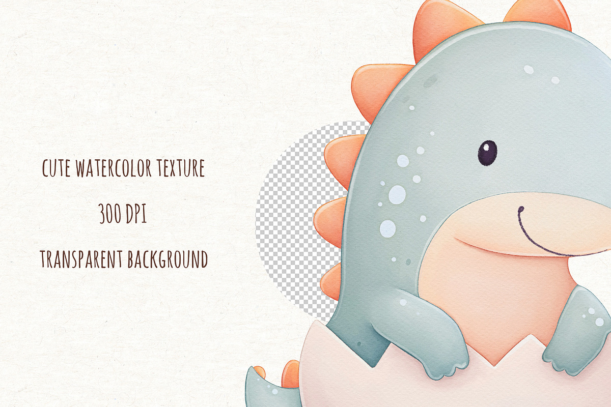 Cute Dinosaur Watercolor Clipart PNG, an Animal Illustration by ekossa_art (Photo 4 of 5)