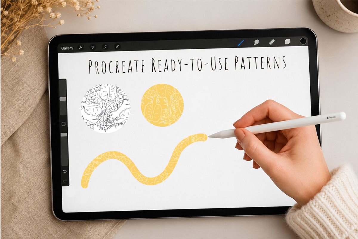 Fruit & Vegetable Pattern Brushes, a Brush Add-On by Mari_Caliart (Photo 3 of 14)