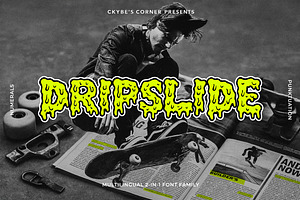 DRIPSLIDE | Skate-Punk Font Duo, a Sans Serif Font by Ckybe's Corner