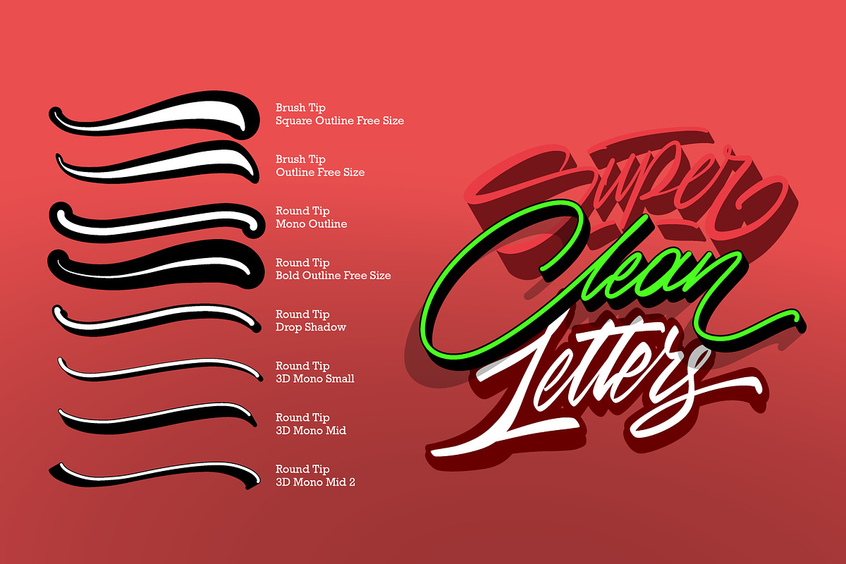 3D Lettering & Outline brush pack, a Brush Add-On by Bakeroner (Photo 5 of 9)
