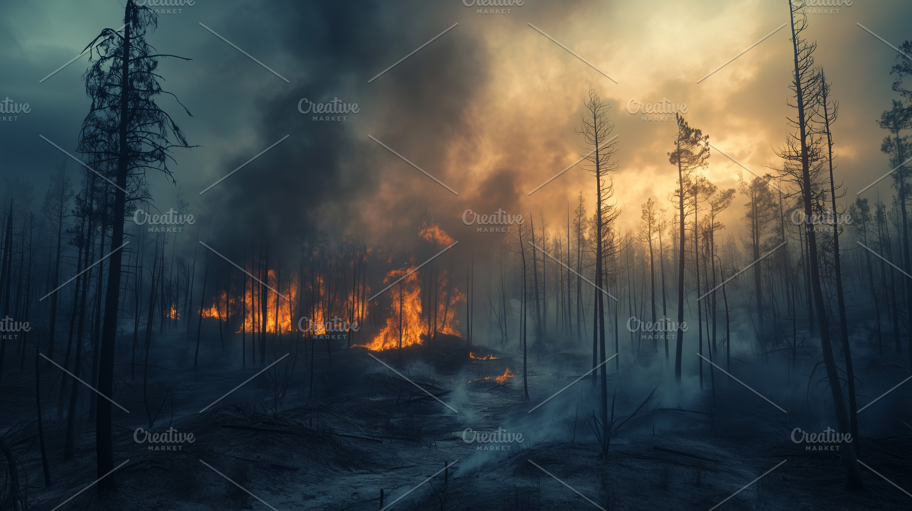 Raging wildfire engulfs a forest, a Nature Photo by MistyDay