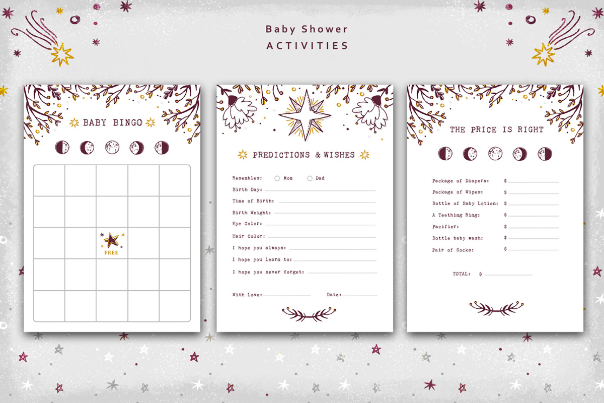 Baby Shower Set • Moon & Stars, an Invitation Template by Yeticrab (Photo 5 of 10)
