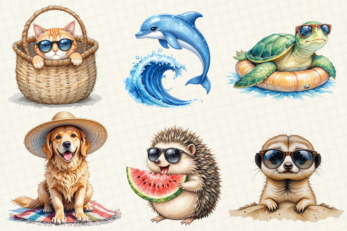 Summer Animal Clipart, an Illustration by OK Design (Photo 3 of 6)