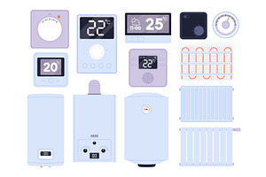 Thermostat and heating systems, a Technology Illustration by LadadikArt