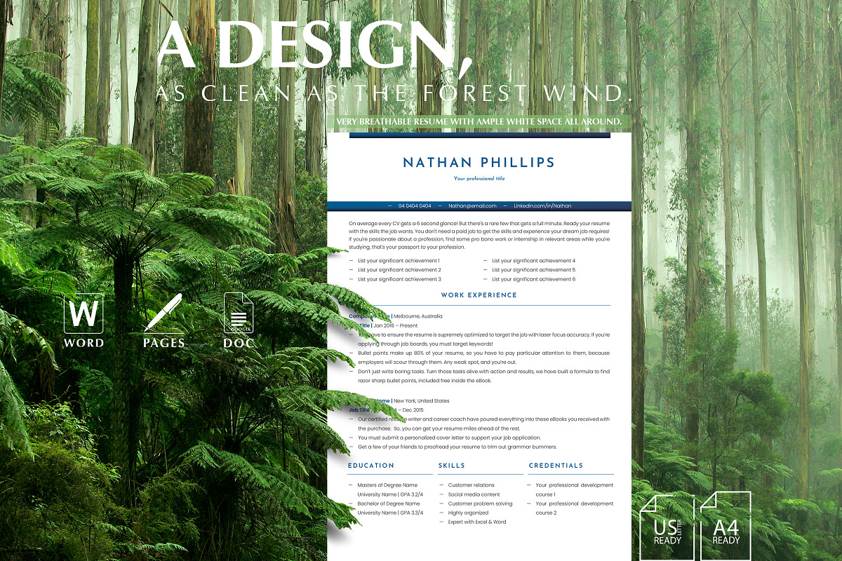 Editable Resume Word, Docs & Pages, a Resume Template by Career Canvas (Photo 2 of 11)
