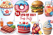 4th of July Foods Party Clipart, an Illustration by Watercolor design (Thumbnail 1 of 5)