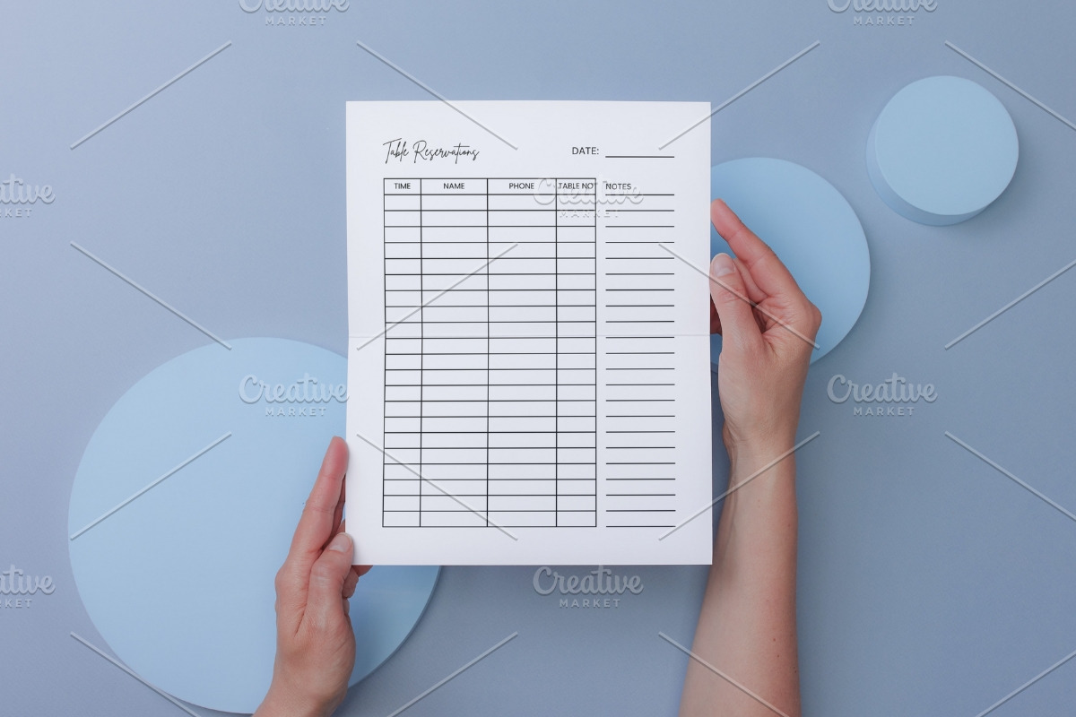 Editable Table Reservation Template, a Print Template by HillTract