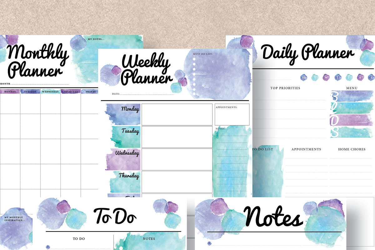 Planner 5 Pack - Letter sizes, a Stationery Template by Stick with Sam (Photo 1 of 2)