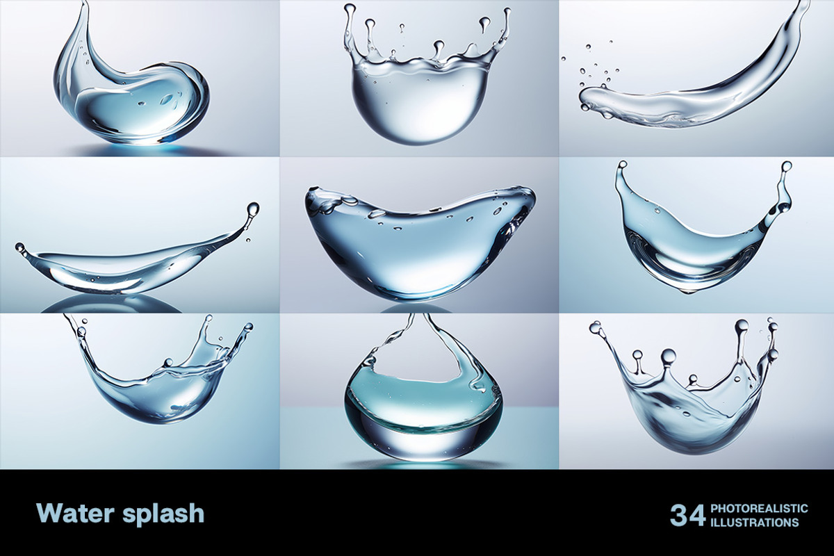 Water Splashes, an Object Graphic by Handmadefont