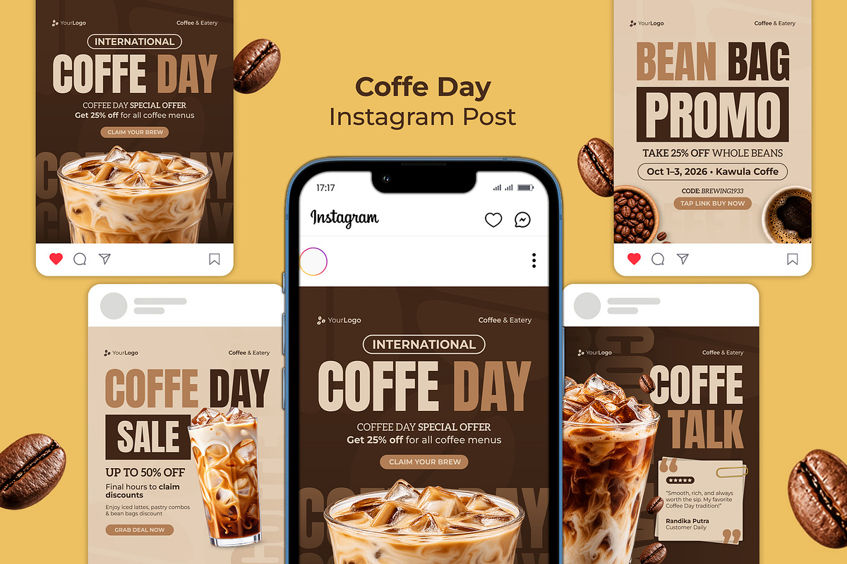 Coffe Day Instagram Post, a Social Media Template by Graphr (Photo 1 of 2)