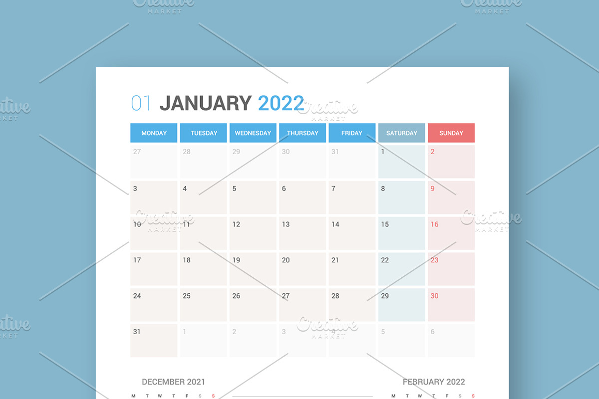 Calendar 2022 Planner Design[Monday], a Stationery Template by WORAKAMON Design Studio (Photo 1 of 5)