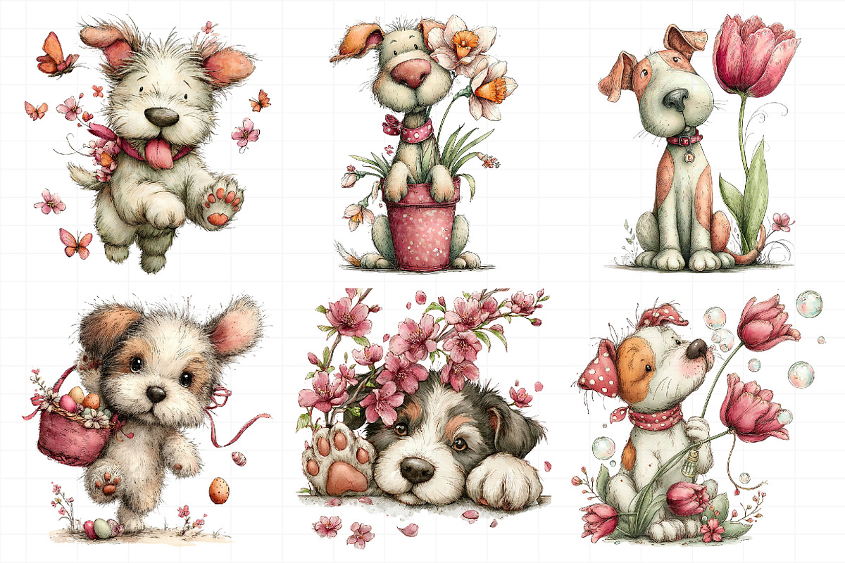 Whimsical Spring Funny Dog Clipart, an Illustration by Daily.Designs (Photo 6 of 7)