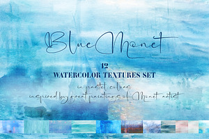 Blue Monet Watercolor Textures