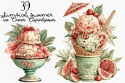 Whimsical Summer ice Cream Clipart, a Seasonal Illustration by Canvas Craft (Thumbnail 1 of 7)