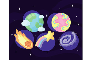 Icon Set Of Space