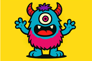 Cute Cyclops Monster Cartoon in Pop, an Animal Illustration by AlexArt