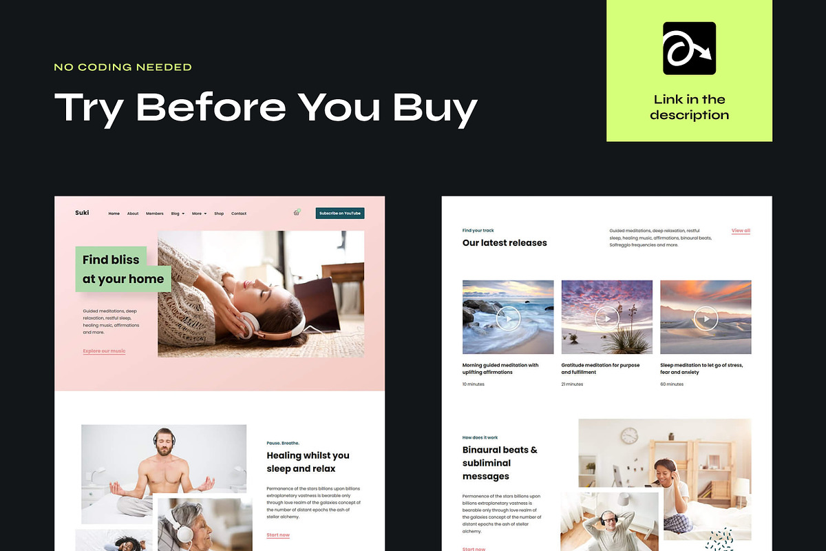 Meditation Music Elementor Template, a WordPress Template by Awakened Templates (Photo 5 of 6)