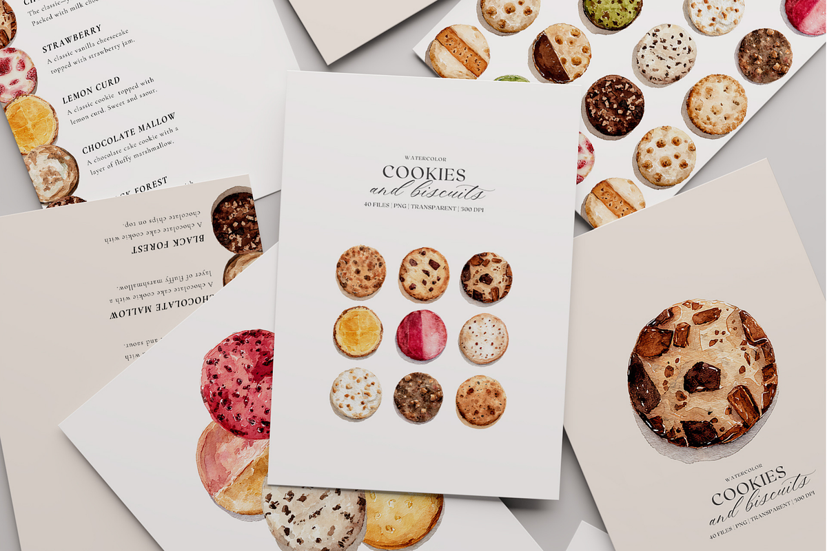 Watercolor Cookies & Biscuits, a Decorative Illustration by ThaismotaCreativeCo (Photo 2 of 8)