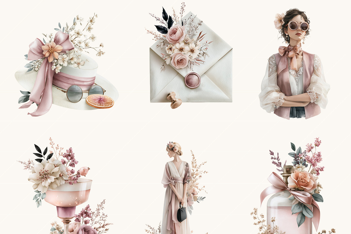 Watercolor Soft Pink Girl Clipart, a Person Illustration by BusyDaydesign (Photo 4 of 9)