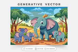 A playful group of elephants interac, a Graphic by Iftikhar Alam