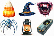 Watercolor Halloween Huge Clipart, an Illustration by Craft Nest (Thumbnail 3 of 6)